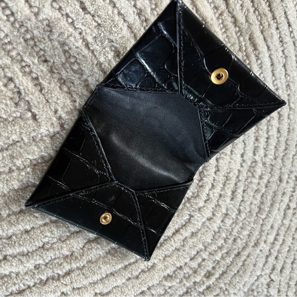 Nwt Tory Burch Parker Luxury Leather Cardholder Black Logo Wallet - Picture 6 of 9